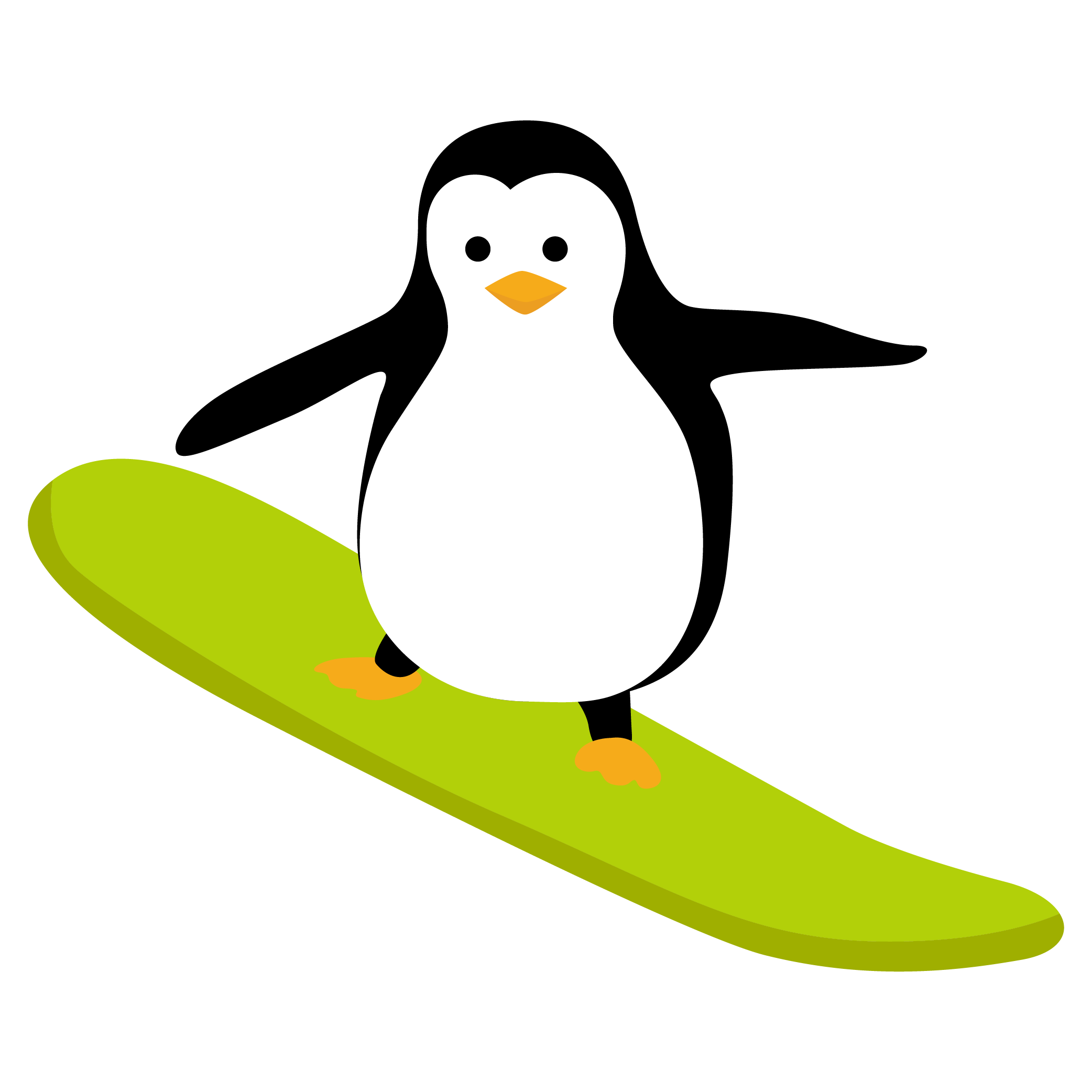 Penguin on a Surfboard